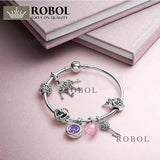 925 Silver Love Key & Crown Heart Pendant Set