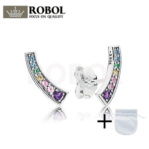 925 Silver Multi-Color Arches Stud Earrings Women Gift