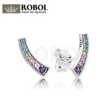 925 Silver Multi-Color Arches Stud Earrings Women Gift