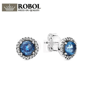 925 Sterling Silver Blue Stud Earrings for Women