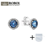 925 Sterling Silver Blue Stud Earrings for Women