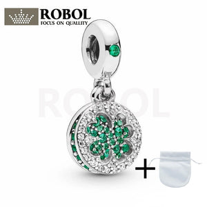 925 Silver Winter Clover Round Pendant Gift