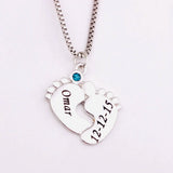 Baby Feet Pendant with Birthstones Necklace