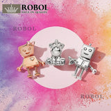 925 Sterling Silver Robot Beads
