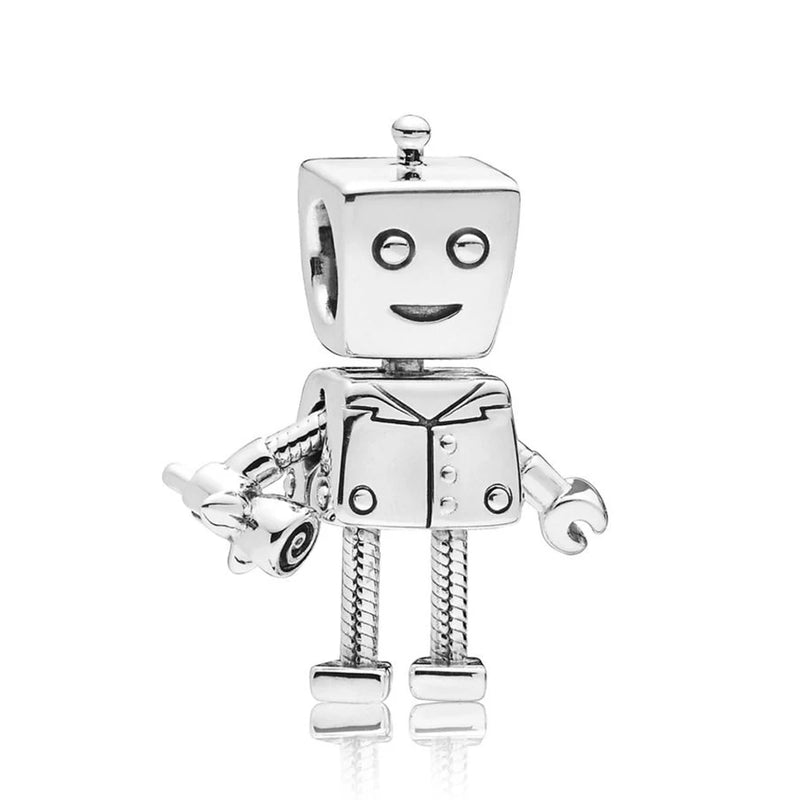 925 Sterling Silver Robot Beads