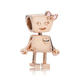 925 Sterling Silver Robot Beads