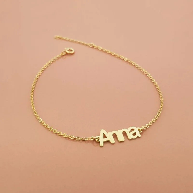 Stainless Steel Name Bracelet Adjustable Bangle DIY Gift