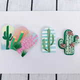 Cactus Print Pattern Acrylic Pendant Geometric Earrings