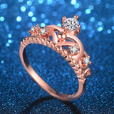 Royal Queen Crown CZ Rose Wedding Engagement Ring
