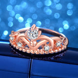 Royal Queen Crown CZ Rose Wedding Engagement Ring
