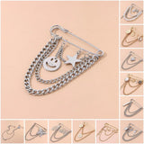 Punk Metal Chain Brooch for Street Accessories Decoration