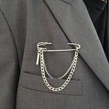 Punk Metal Chain Brooch for Street Accessories Decoration
