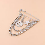 Punk Metal Chain Brooch for Street Accessories Decoration