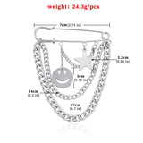 Punk Metal Chain Brooch for Street Accessories Decoration
