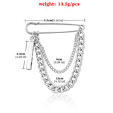 Punk Metal Chain Brooch for Street Accessories Decoration