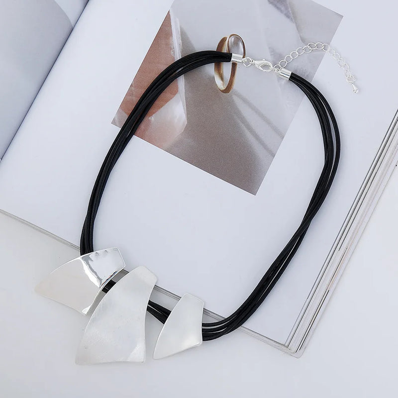 Punk Metal Geometric Irregular Necklaces For Women Girls