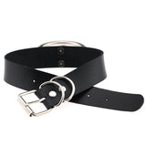 Punk PU Leather Heart Lock Collar Choker Necklace