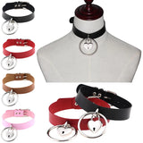 Punk PU Leather Heart Lock Collar Choker Necklace