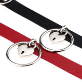 Punk PU Leather Heart Lock Collar Choker Necklace