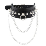Punk PU Leather Lock Key Heart Round Spike Rivet Collar Studded Choker Necklace
