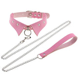 Punk Pink PU Leather Choker Necklaces Spike Rivet Collar Studded Gothic Chains