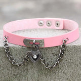 Punk Pink PU Leather Choker Necklaces Spike Rivet Collar Studded Gothic Chains