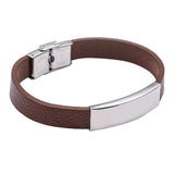 Punk Rock Style Leather Bracelet Stainless Steel Button Neutral Jewelry
