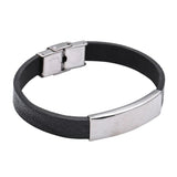 Punk Rock Style Leather Bracelet Stainless Steel Button Neutral Jewelry
