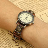 Punk's Retro Skull Cowhide Watch Adjustable Link Bracelet