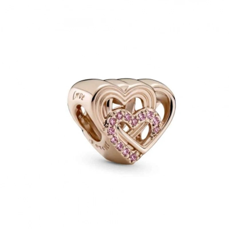 S925 Silver Pine Cone Love Heart Pendant DIY Jewelry