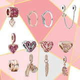 S925 Silver Pine Cone Love Heart Pendant DIY Jewelry