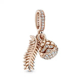 S925 Silver Pine Cone Love Heart Pendant DIY Jewelry