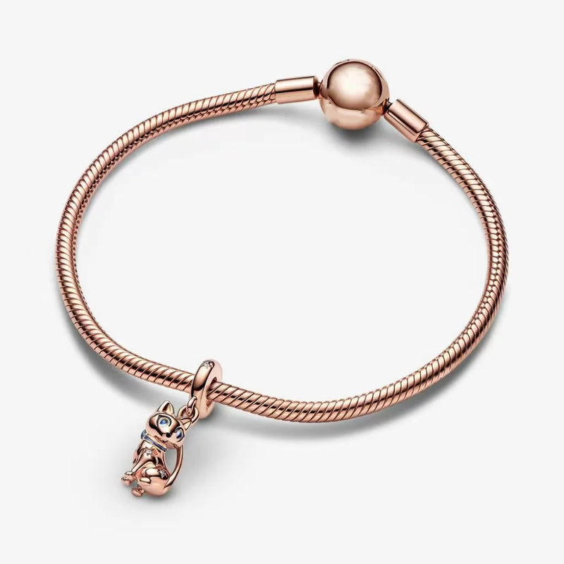 925 Sterling Silver Snake Chain Charm Bangle Star Series Bracelet