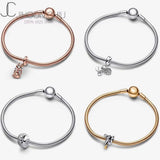 925 Sterling Silver Snake Chain Charm Bangle Star Series Bracelet
