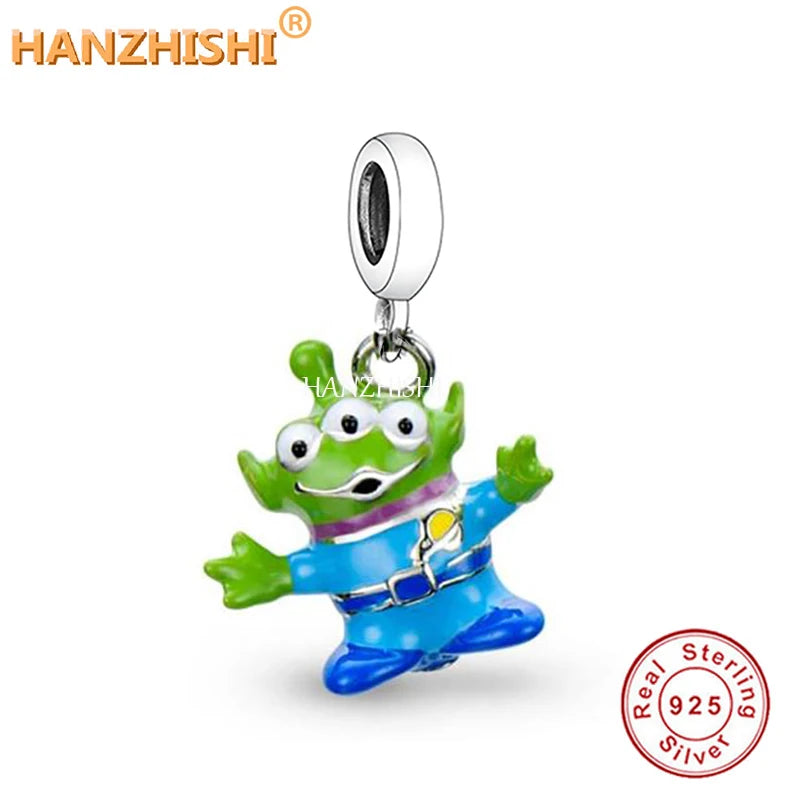 925 Silver Frog Dangle Charm Enamel Bead for Bracelet Necklace