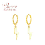 925 Silver Hoop Earrings Lightning Bee Eye Animal Charm Dangle Earring