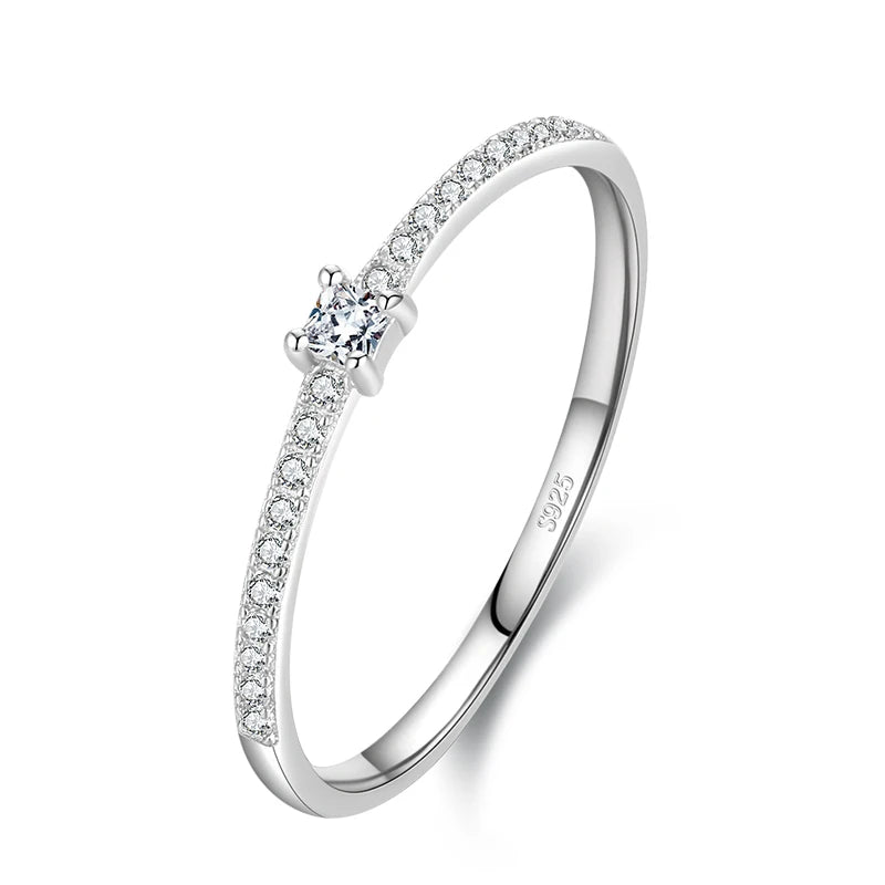 925 Sterling Silver CZ Charm Rings Women Wedding Jewelry