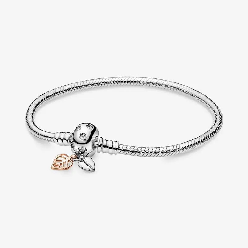 S925 Sterling Silver Chrysanthemum Peach Heart Bracelet for Women