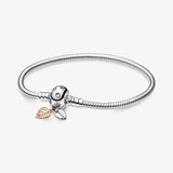 S925 Sterling Silver Chrysanthemum Peach Heart Bracelet for Women