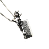 Vintage Silver Skull Kitchen Pendant Necklace for Men