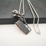 Vintage Silver Skull Kitchen Pendant Necklace for Men