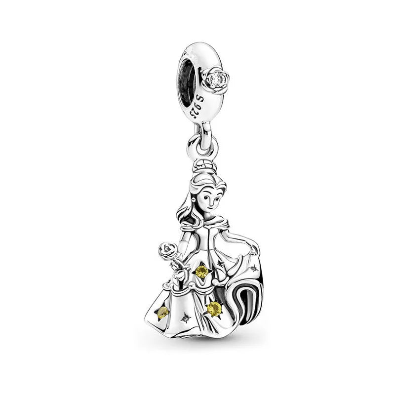 Santa Claus Moon Charm S925 Snow Globe Angel Bracelet Necklace DIY Jewelry