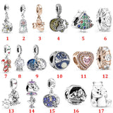 Santa Claus Moon Charm S925 Snow Globe Angel Bracelet Necklace DIY Jewelry