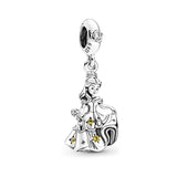 Santa Claus Moon Charm S925 Snow Globe Angel Bracelet Necklace DIY Jewelry