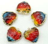 Gemstone Titanium Quartz Heart Pendants DIY Jewelry 8pcs