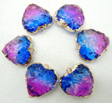 Gemstone Titanium Quartz Heart Pendants DIY Jewelry 8pcs