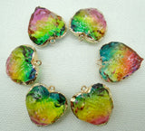 Gemstone Titanium Quartz Heart Pendants DIY Jewelry 8pcs