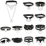 Sexy Goth Choker Necklace Punk Rock Metal PU Women Men Gothic Accessories