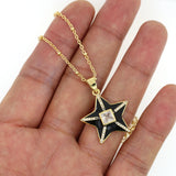 CZ Star Zirconia Pendant Enamel Dripping Necklace