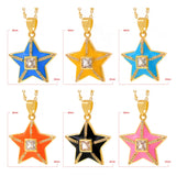 CZ Star Zirconia Pendant Enamel Dripping Necklace